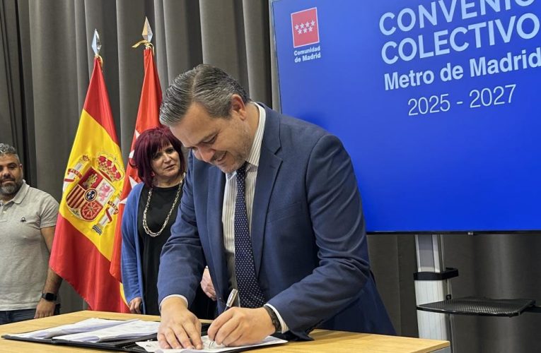 La Comunidad de Madrid rubrica el nuevo convenio colectivo de Metro 2025/2027, que mejora las condiciones laborales de sus 7.200 empleados