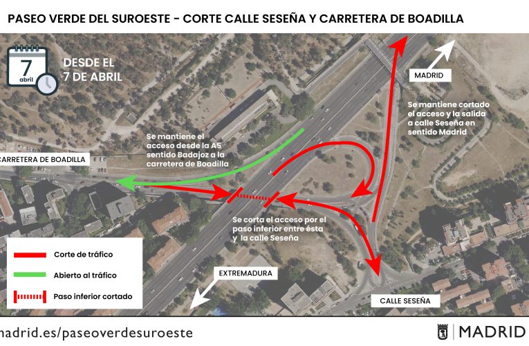 Obras para el soterramiento de la A-5: corte total del paso inferior de vehículos que enlaza con la carretera de Boadilla y construcción de un baipás