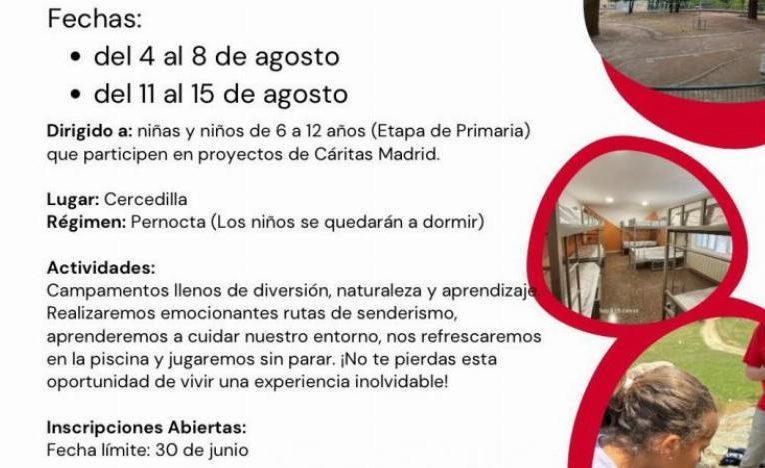 Archidiocesis de Madrid – Cáritas Madrid organiza campamentos de verano para niños en Cercedilla: actividades al aire libre, aprendizaje y diversión