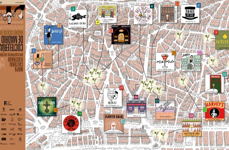 El nuevo mapa ilustrado del Ayuntamiento invita a descubrir las coctelerías de la ciudad